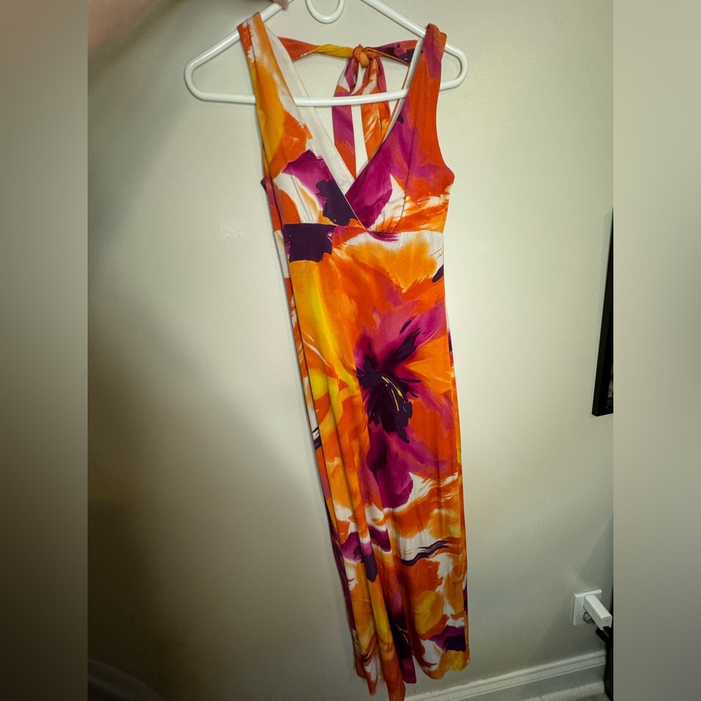 Orange floral maxi dress